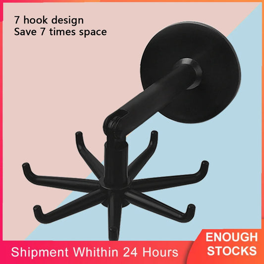 1/2/3Pc Kitchen Utensil Hanger with 7 Hooks 360 Degrees Rotated Kitchen Hook Punch-Free Utensils Storage Rack Multi-Purpose Hook