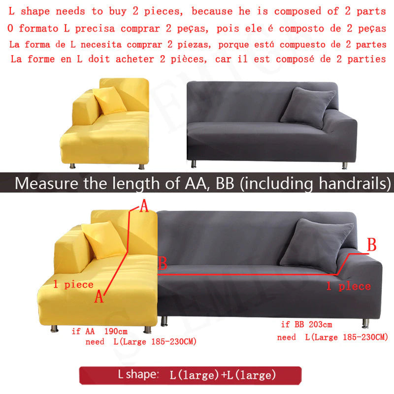 1/2/3/4 Seats Sofa Couch Cover Waterproof Elastic Corner Sofa Covers L Shaped Sofa Slip Cover Protector Bench Cover Thin Fabric